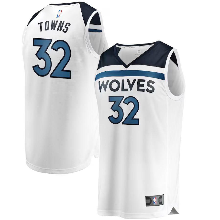 Men Minnesota Timberwolves 32 Karl-Anthony Towns Fanatics Branded White Fast Break Replica NBA Jersey